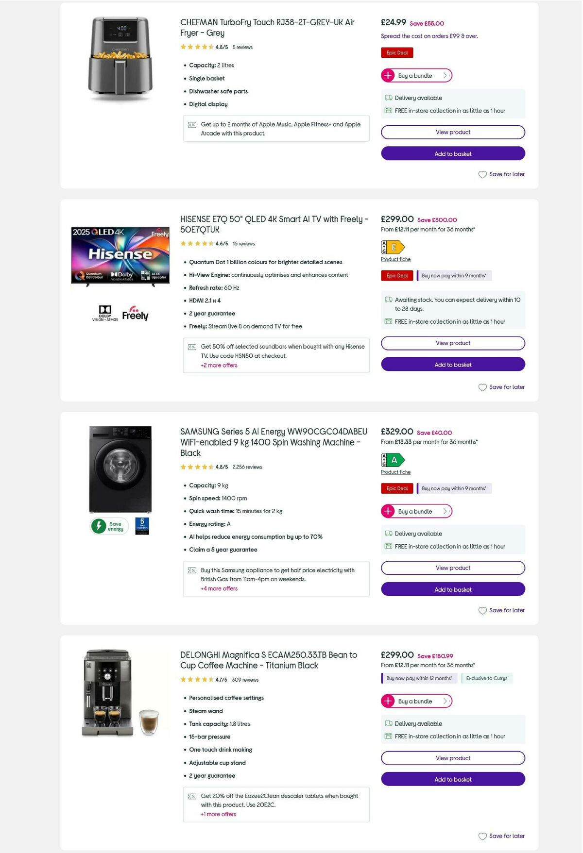 Currys Offers from 26 December