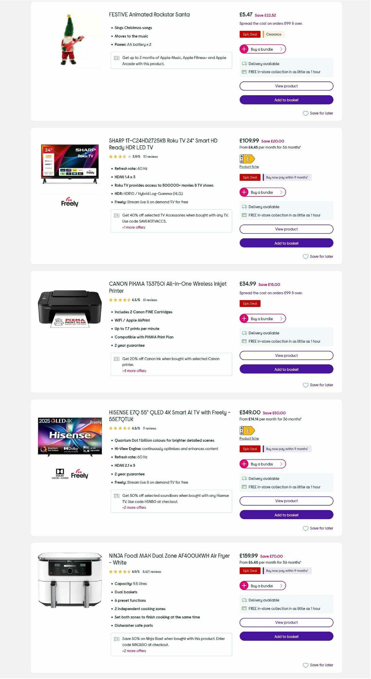 Currys Offers from 26 December