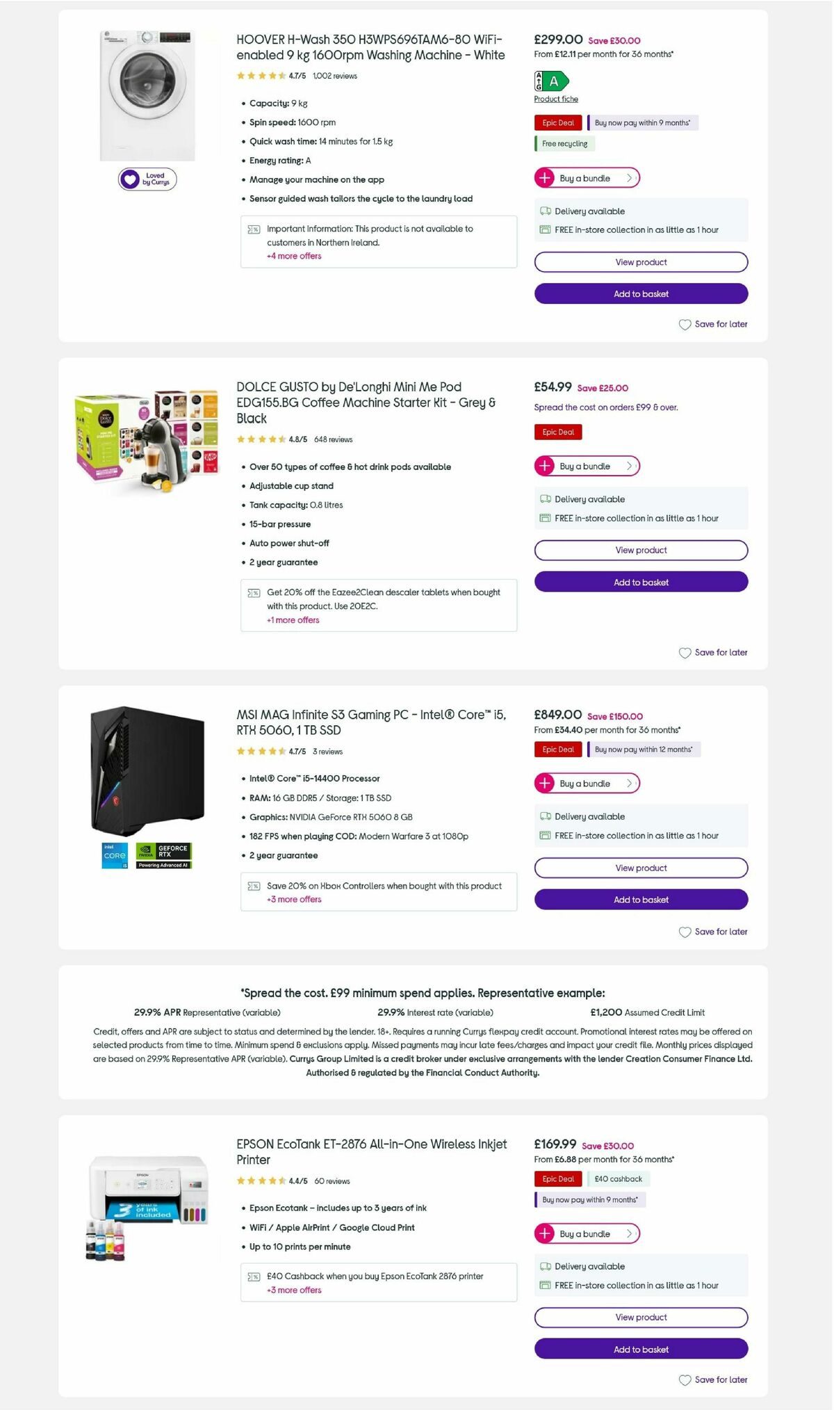 Currys Offers from 26 December
