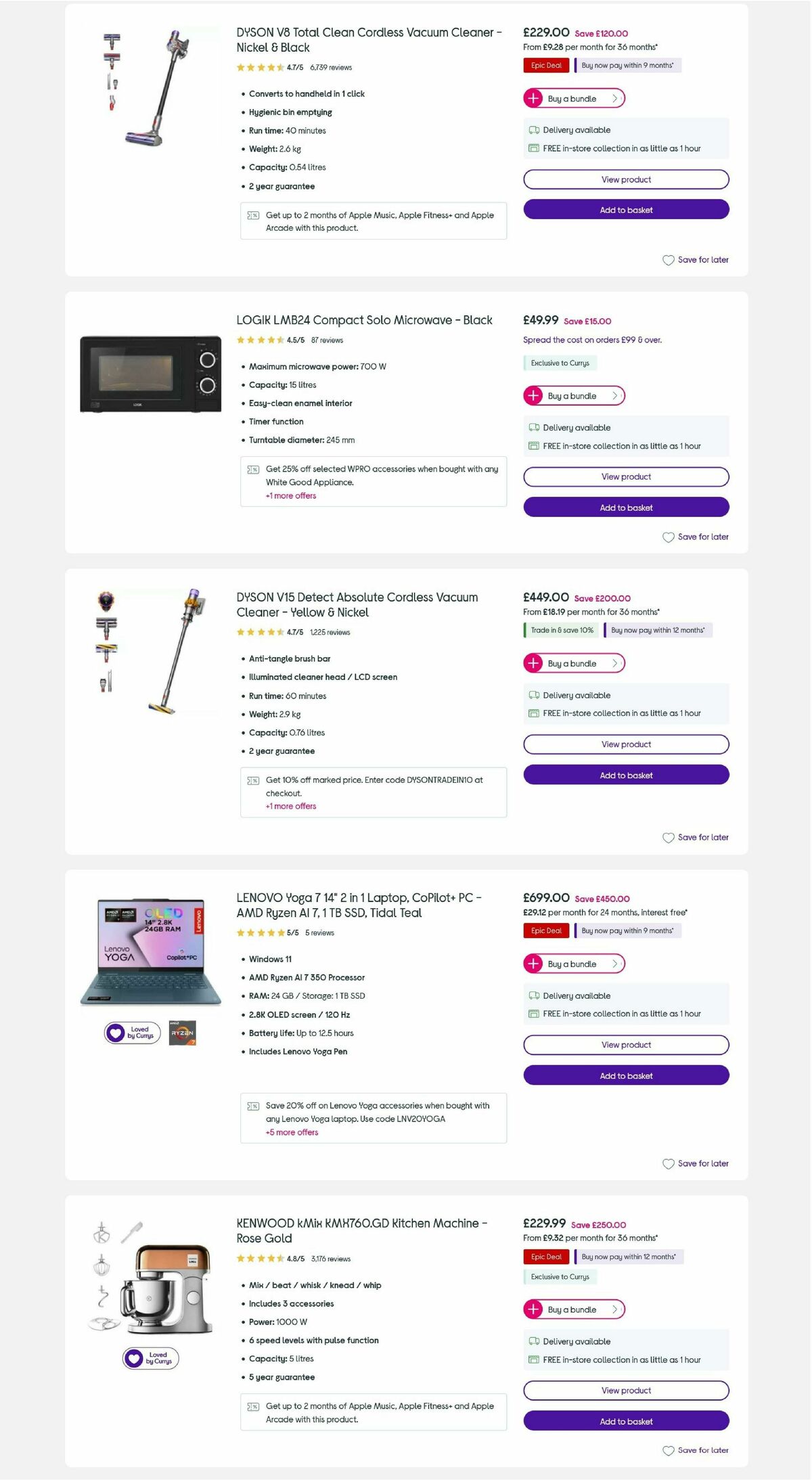 Currys Offers from 26 December