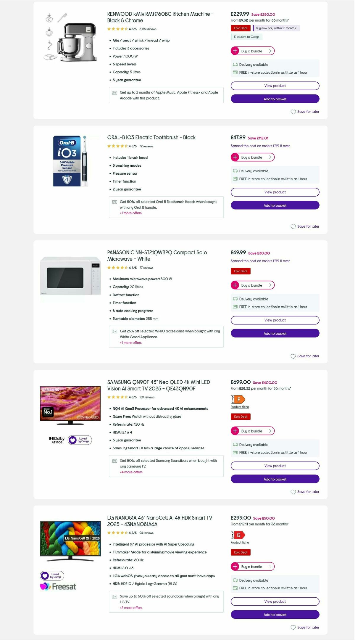 Currys Offers from 26 December