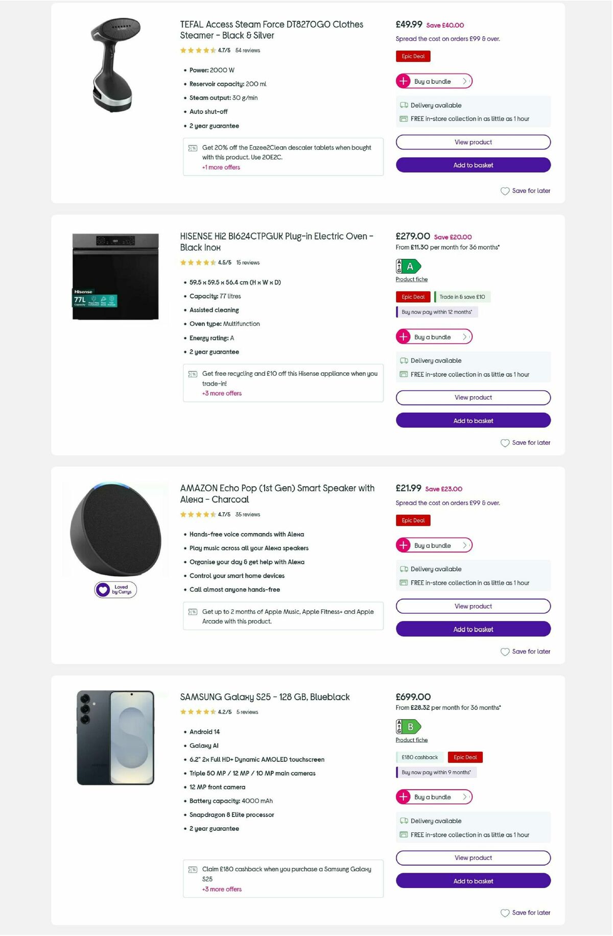 Currys Offers from 26 December