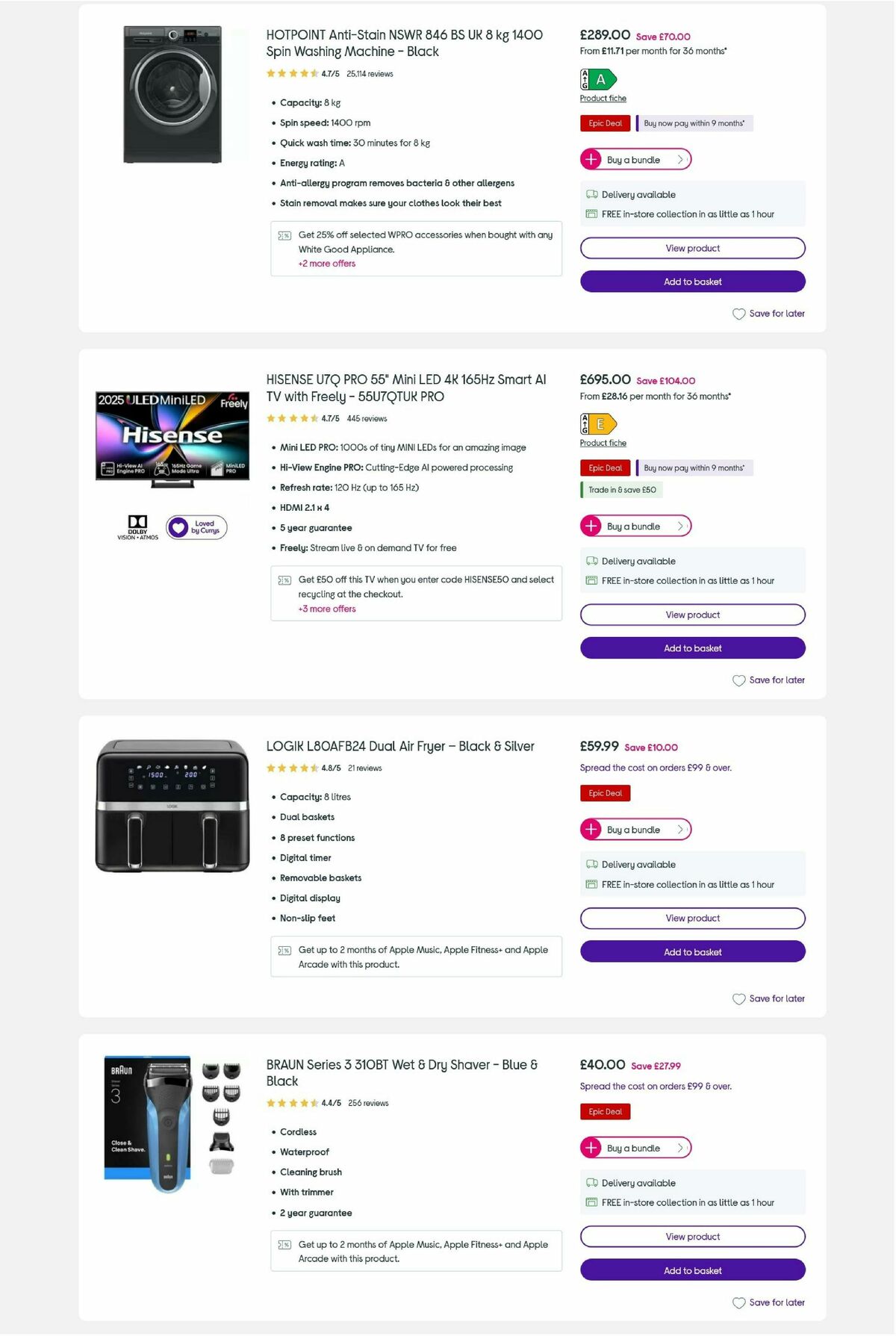 Currys Offers from 26 December