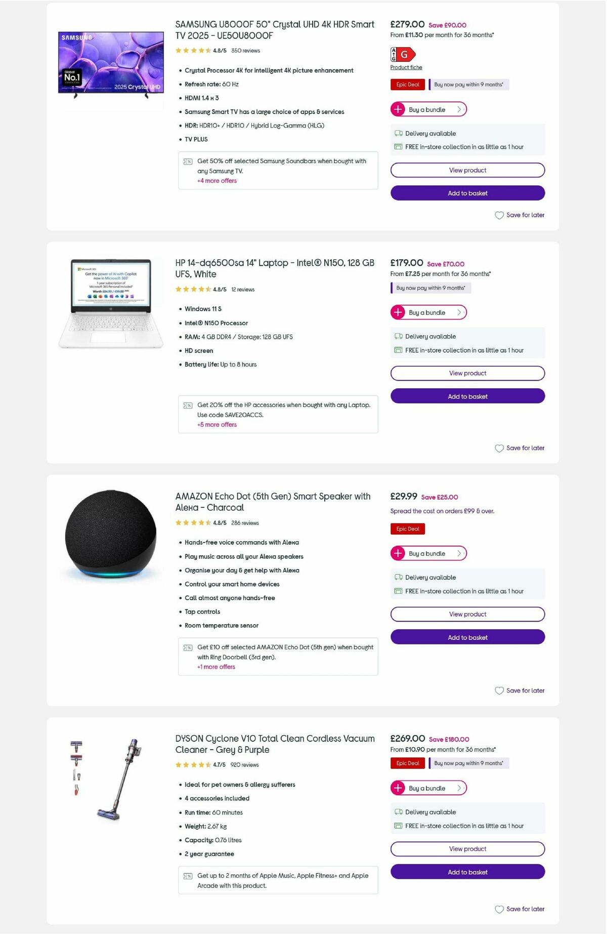 Currys Offers from 26 December