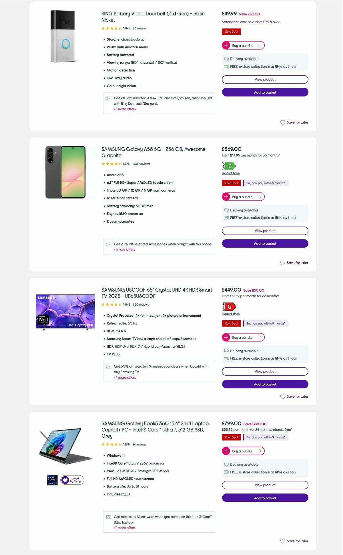 Currys Offers from 26 December