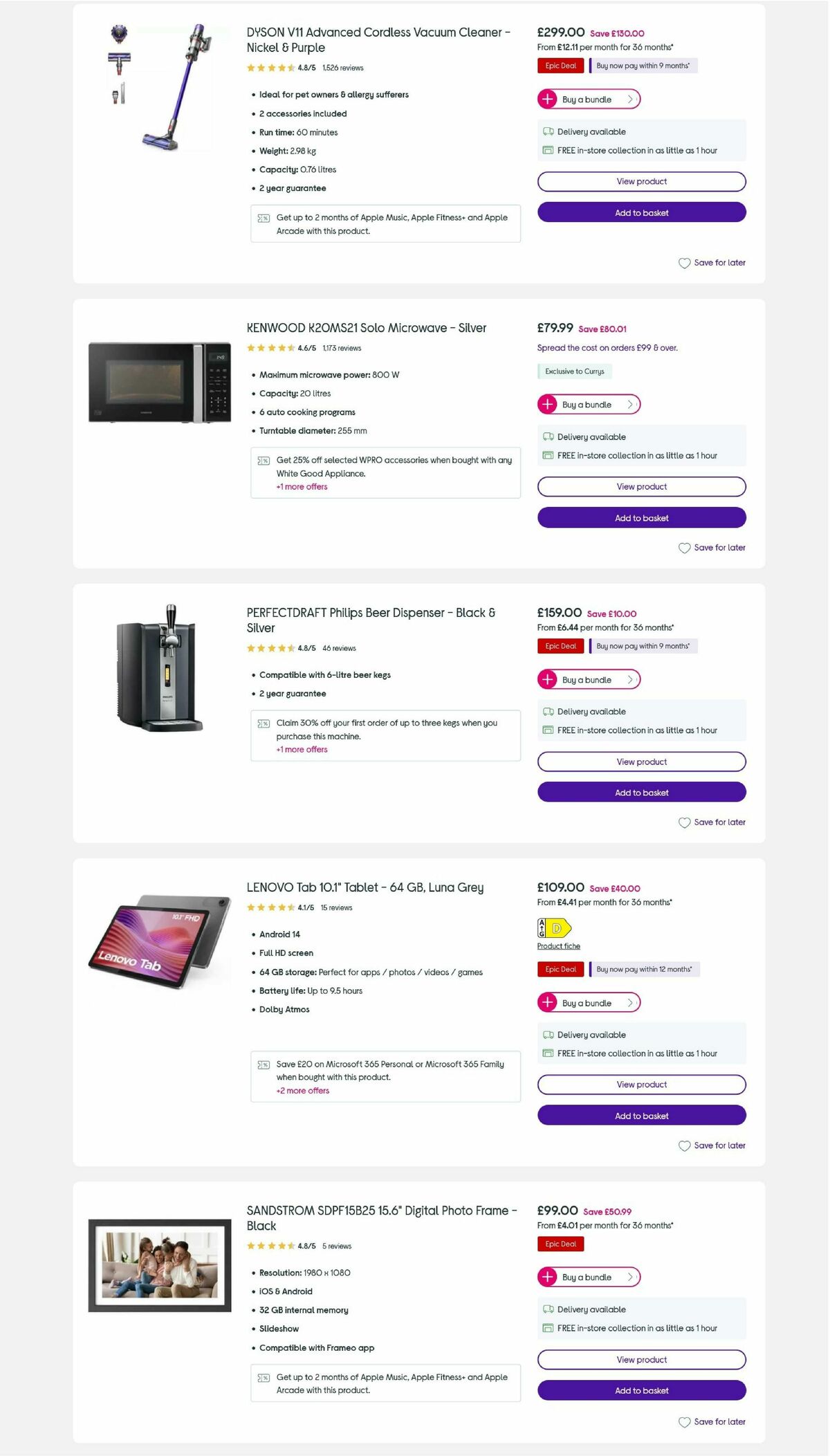 Currys Offers from 26 December