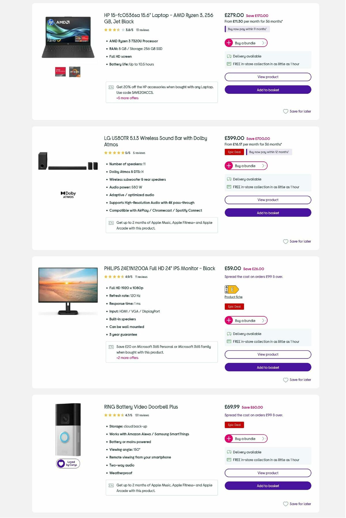 Currys Offers from 26 December