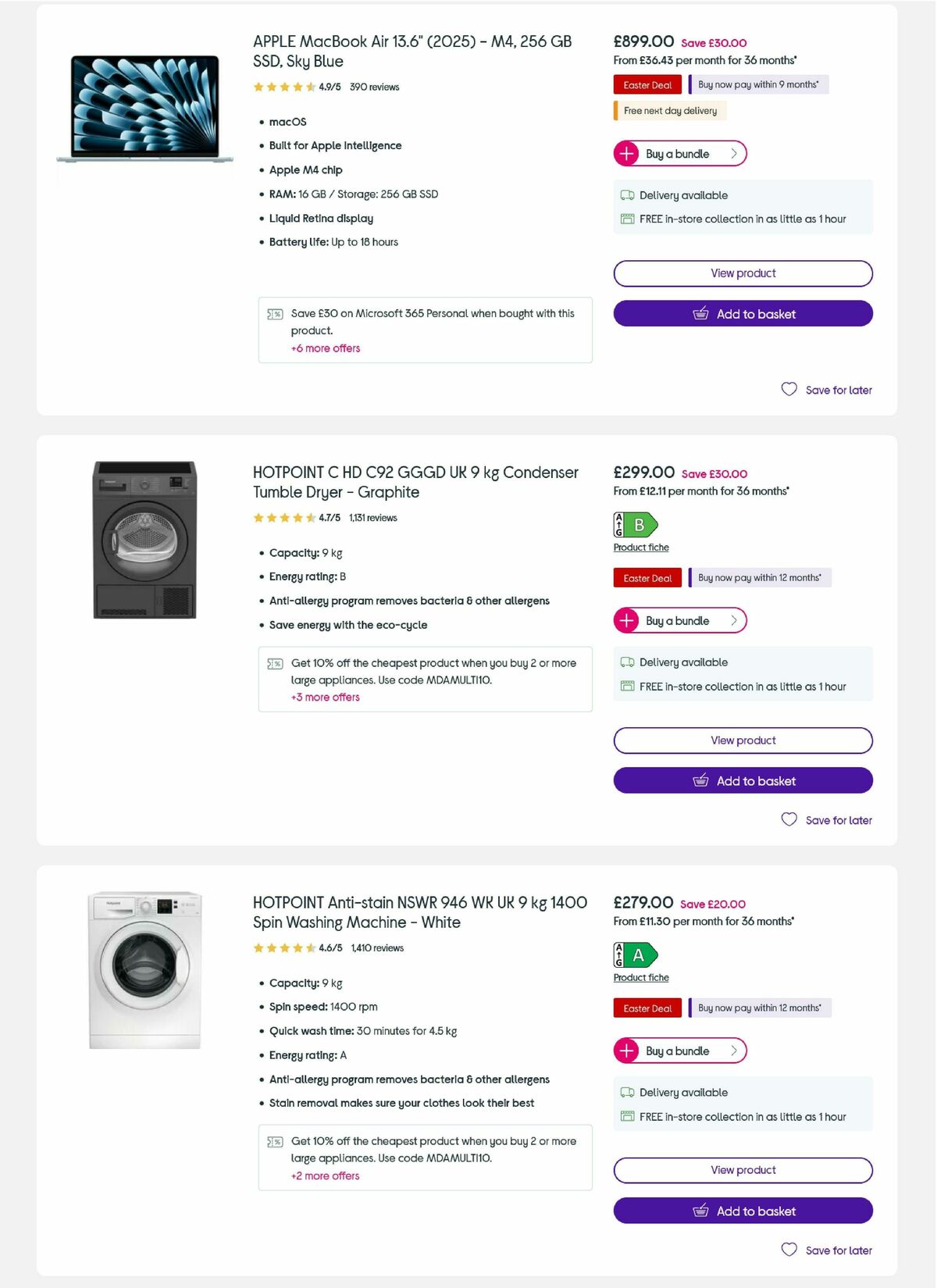 Currys Offers from 27 March