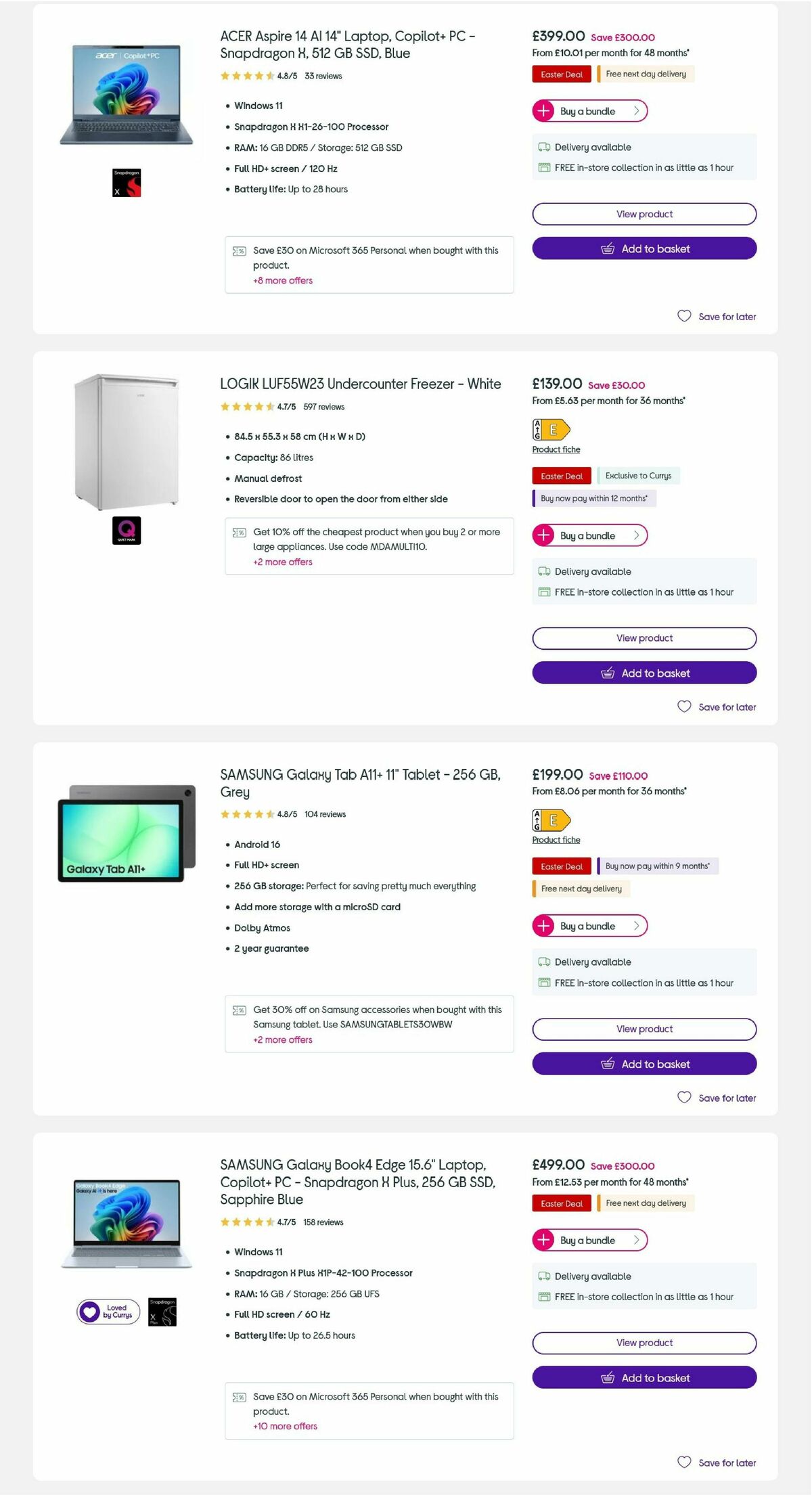 Currys Offers from 27 March