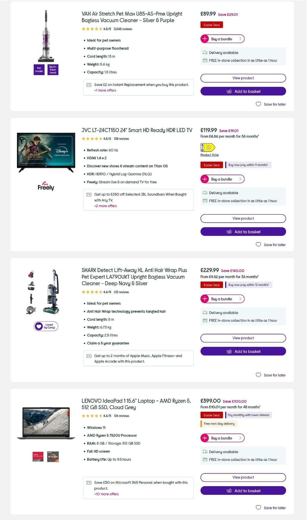 Currys Offers from 27 March