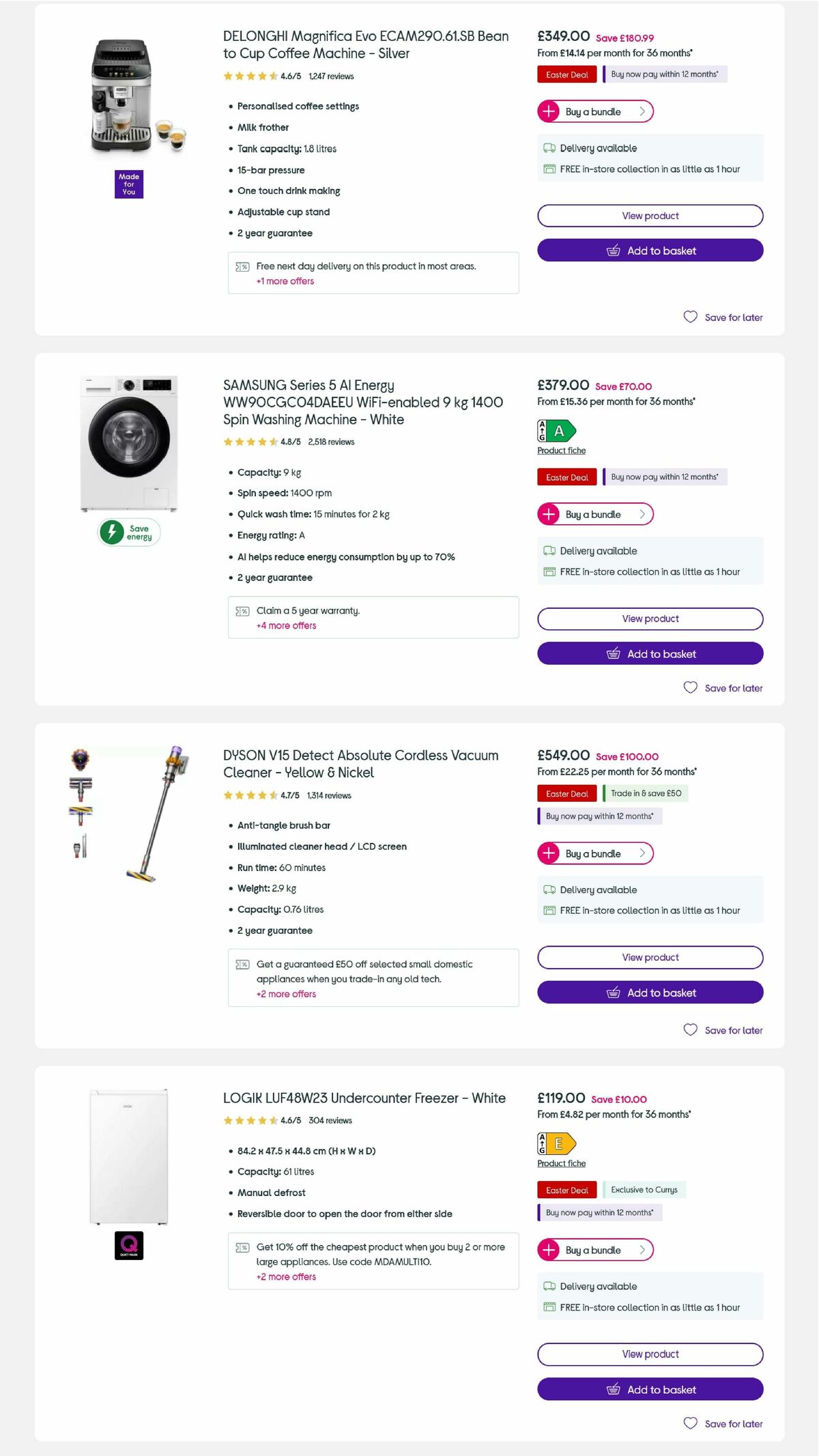 Currys Offers from 27 March