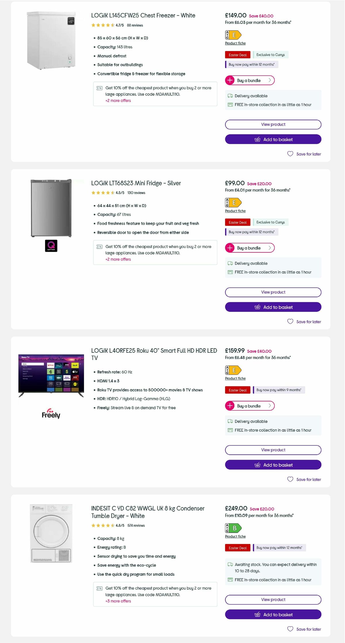 Currys Offers from 27 March