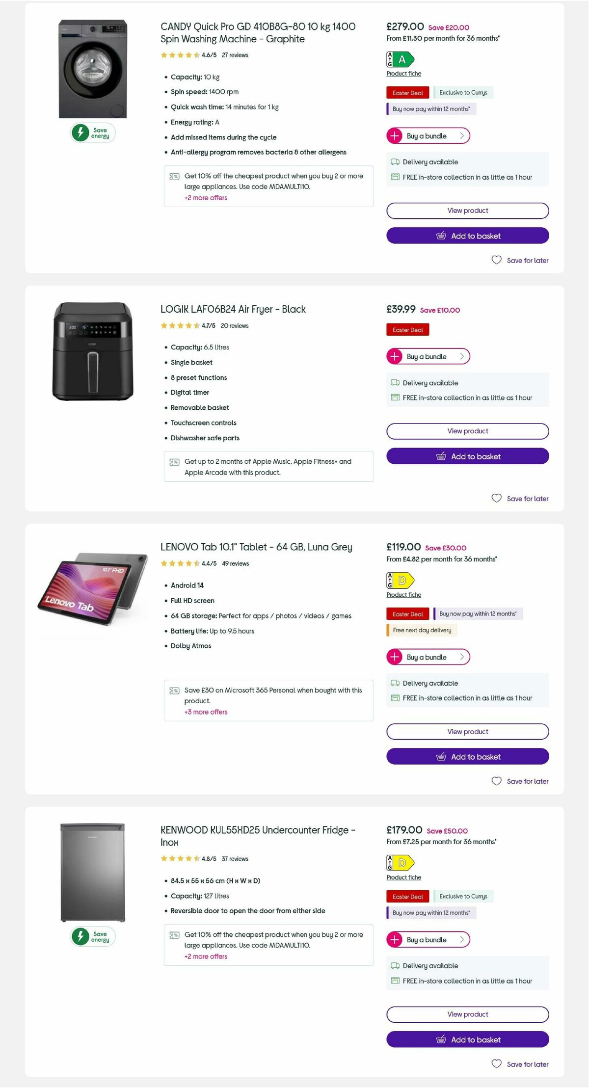 Currys Offers from 27 March