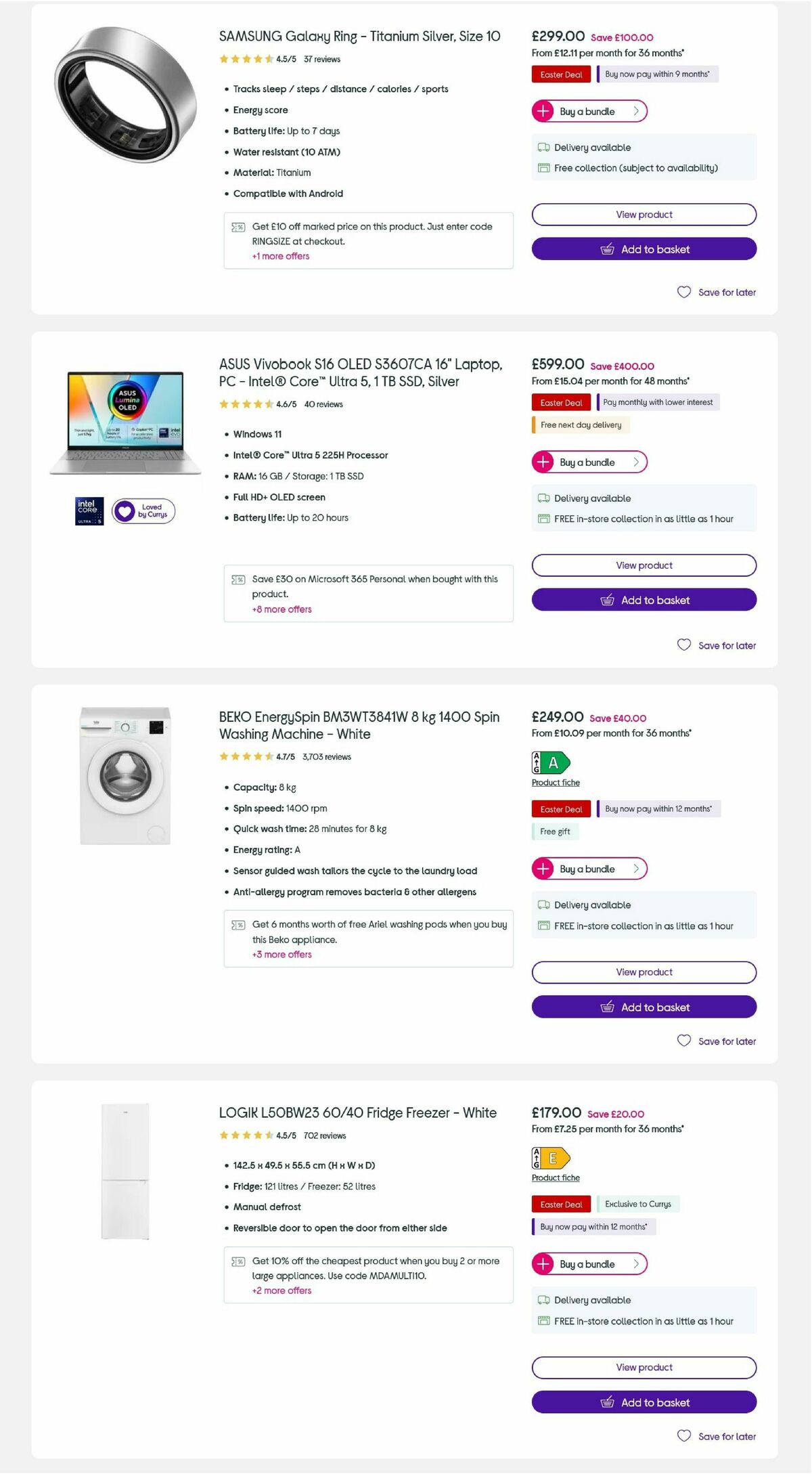 Currys Offers from 27 March