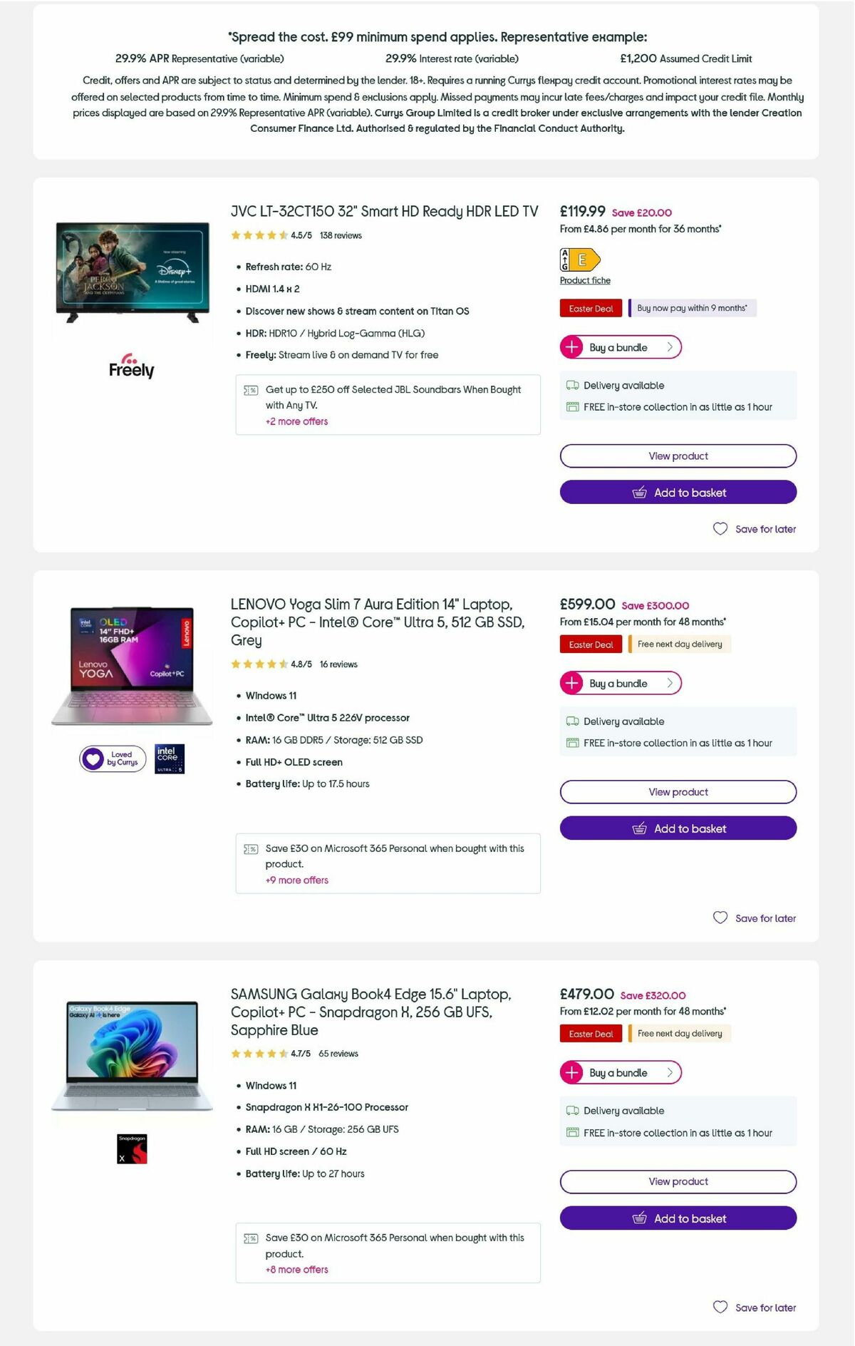 Currys Offers from 27 March