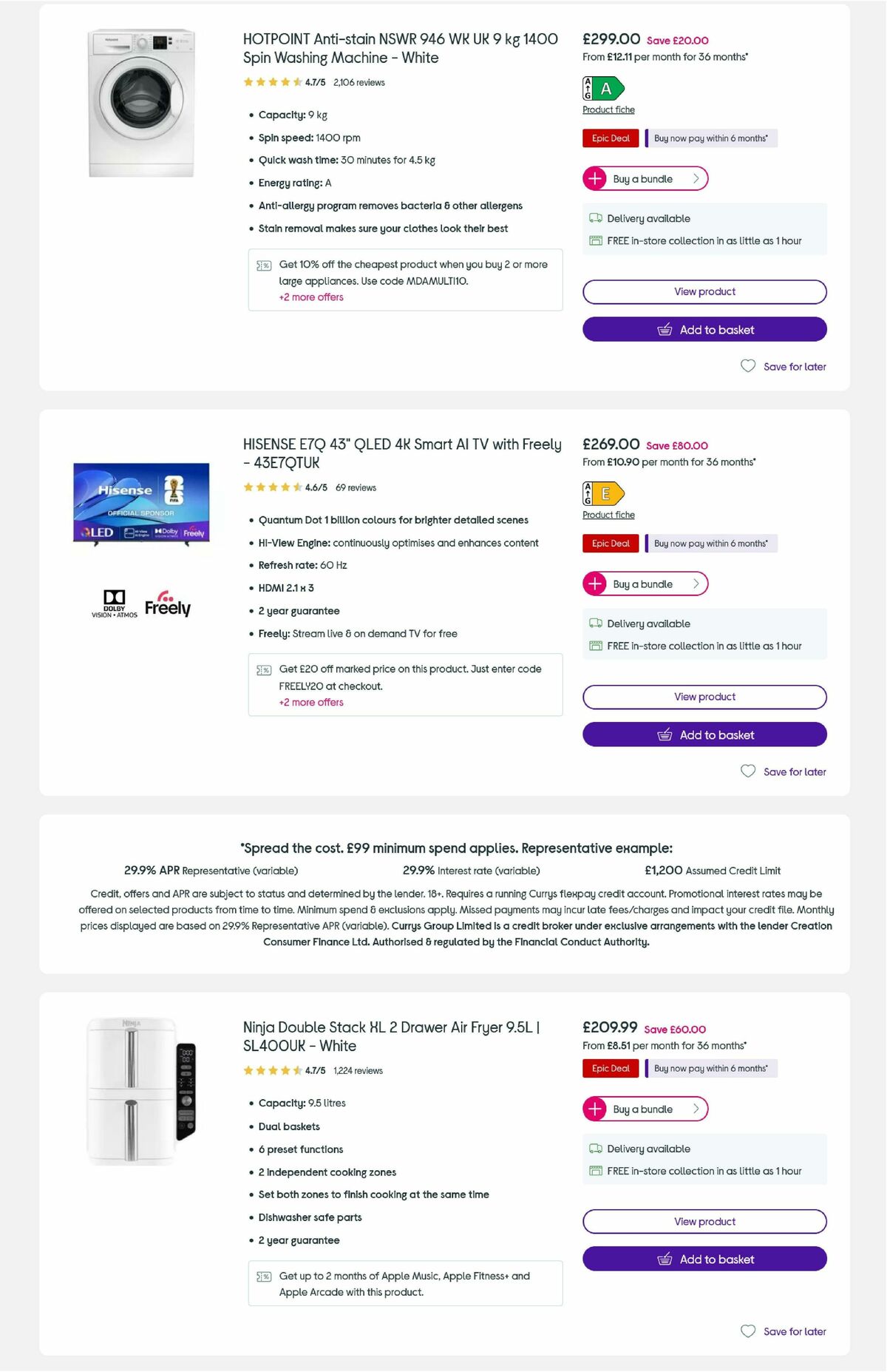 Currys Offers from 8 May