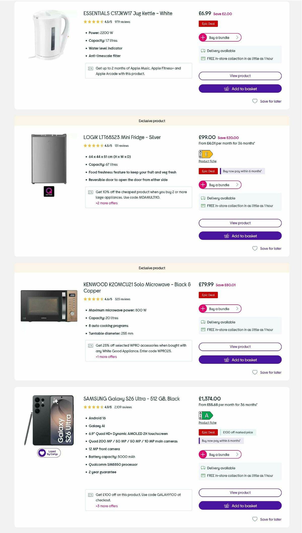 Currys Offers from 8 May