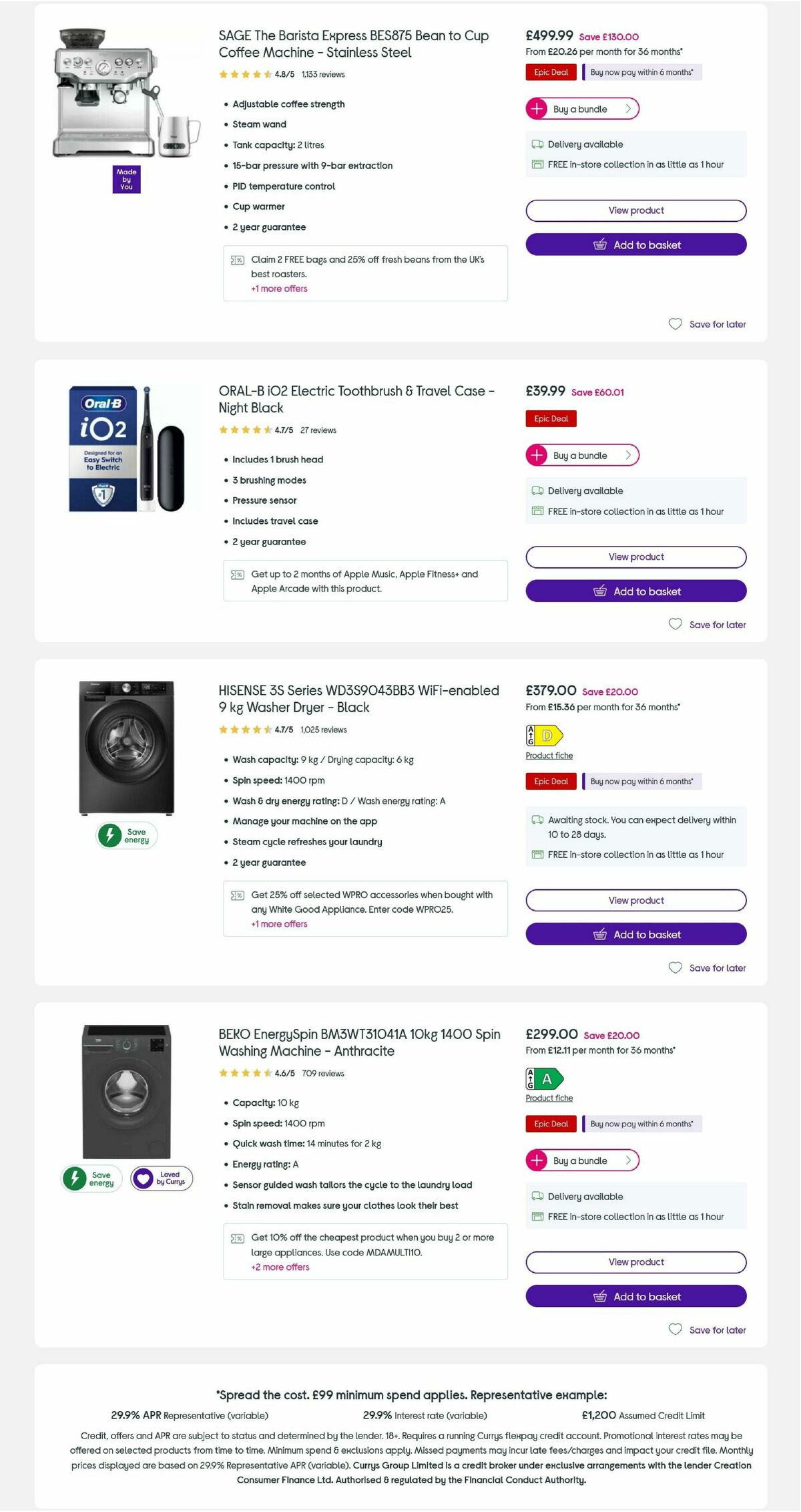 Currys Offers from 8 May