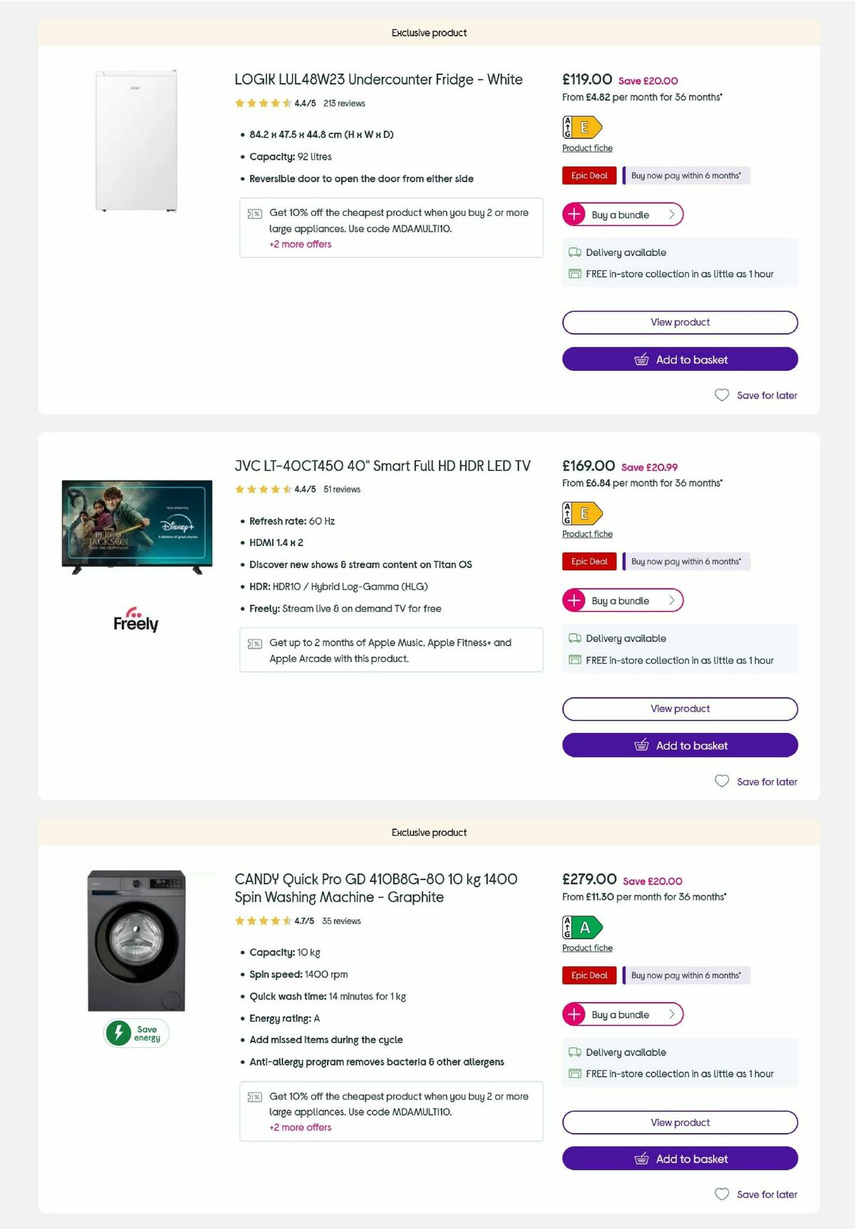Currys Offers from 8 May