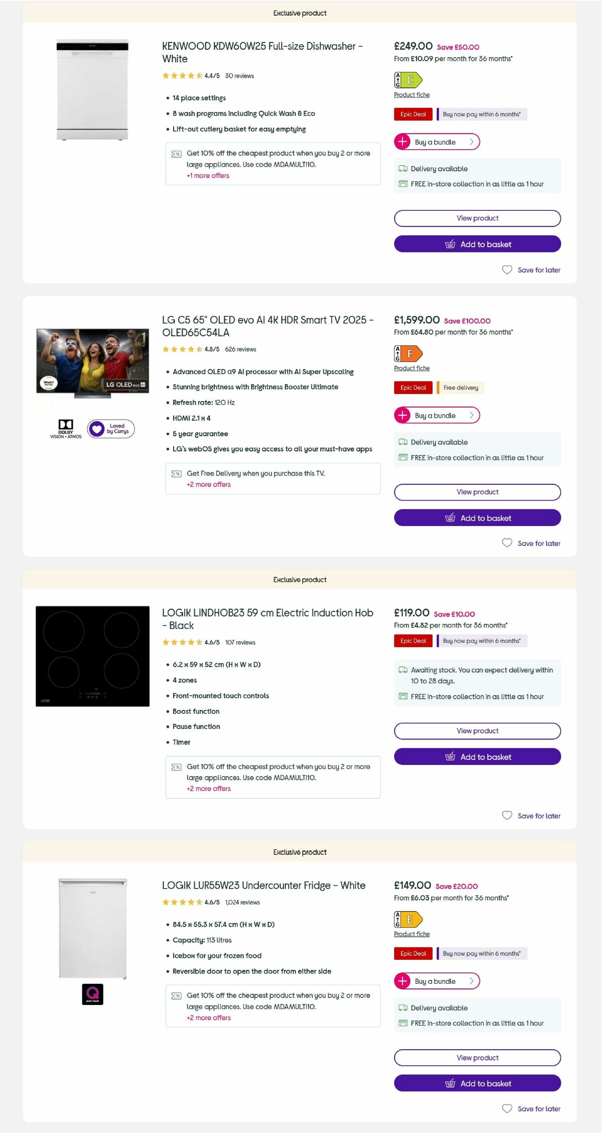 Currys Offers from 8 May