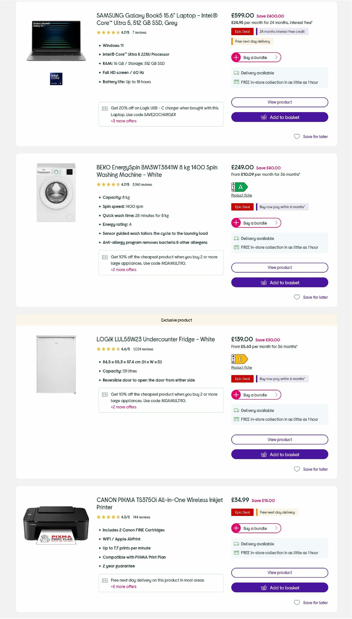 Currys Offers from 8 May