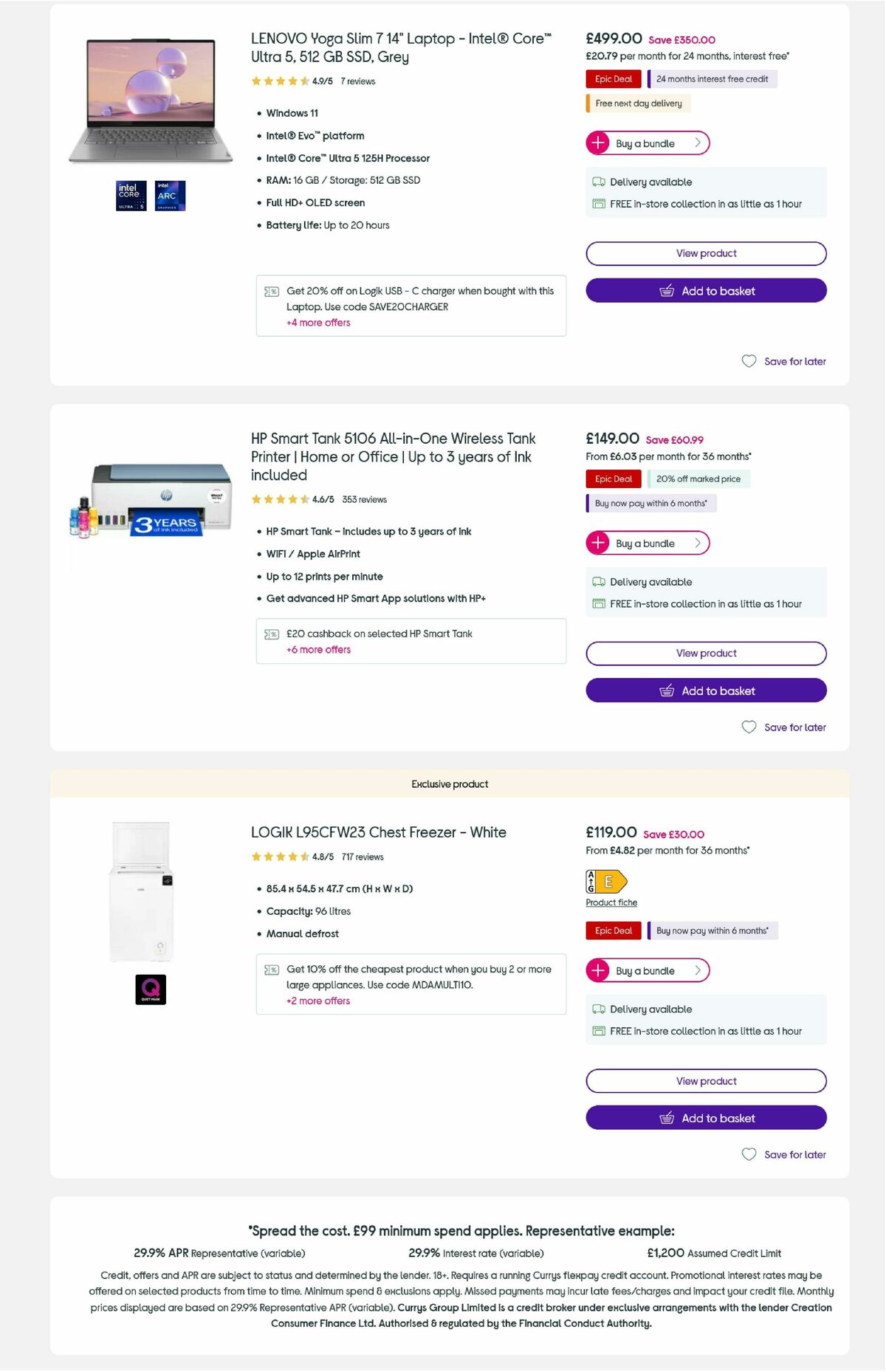 Currys Offers from 8 May