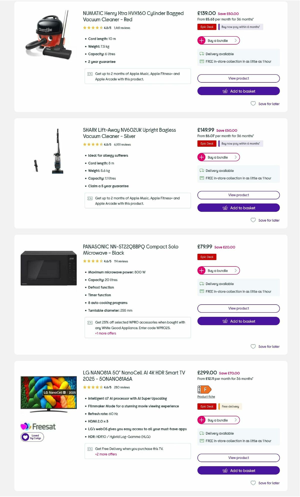Currys Offers from 8 May
