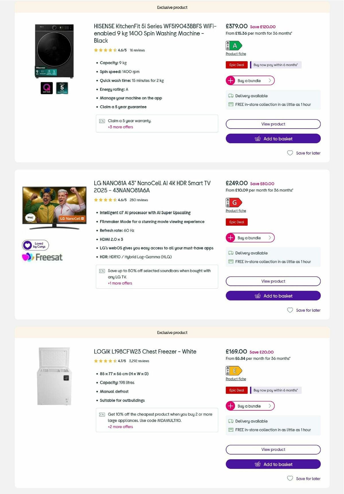 Currys Offers from 8 May