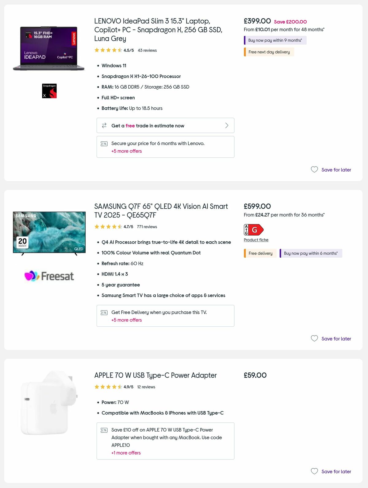 Currys Offers from 5 June