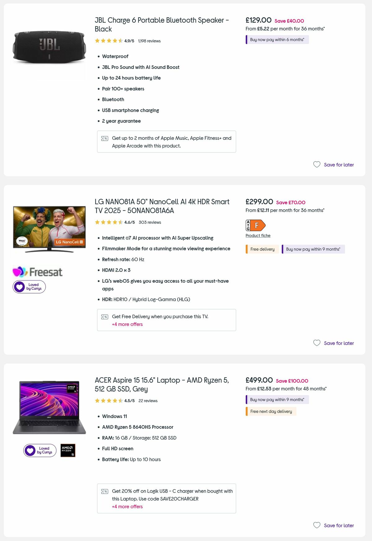 Currys Offers from 5 June