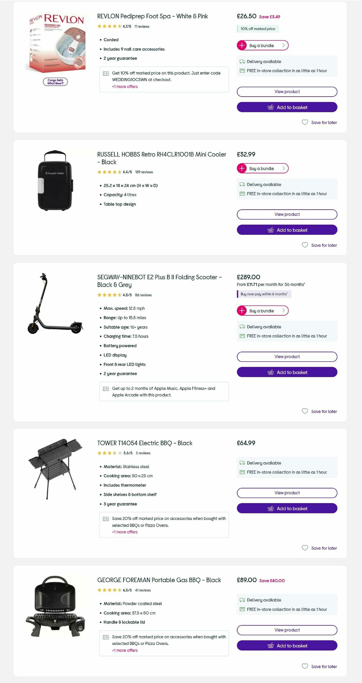 Currys Offers from 14 July