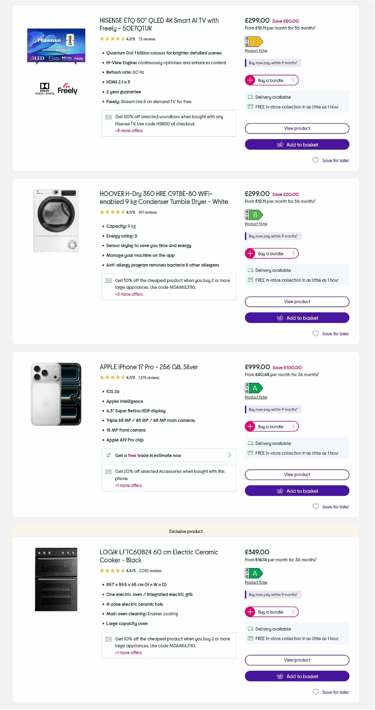Currys Offers from 5 August