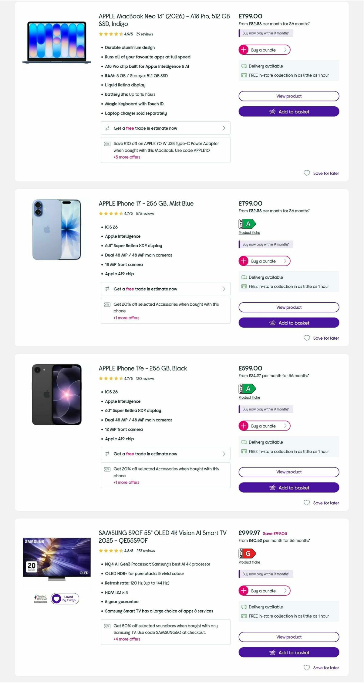 Currys Offers from 5 August