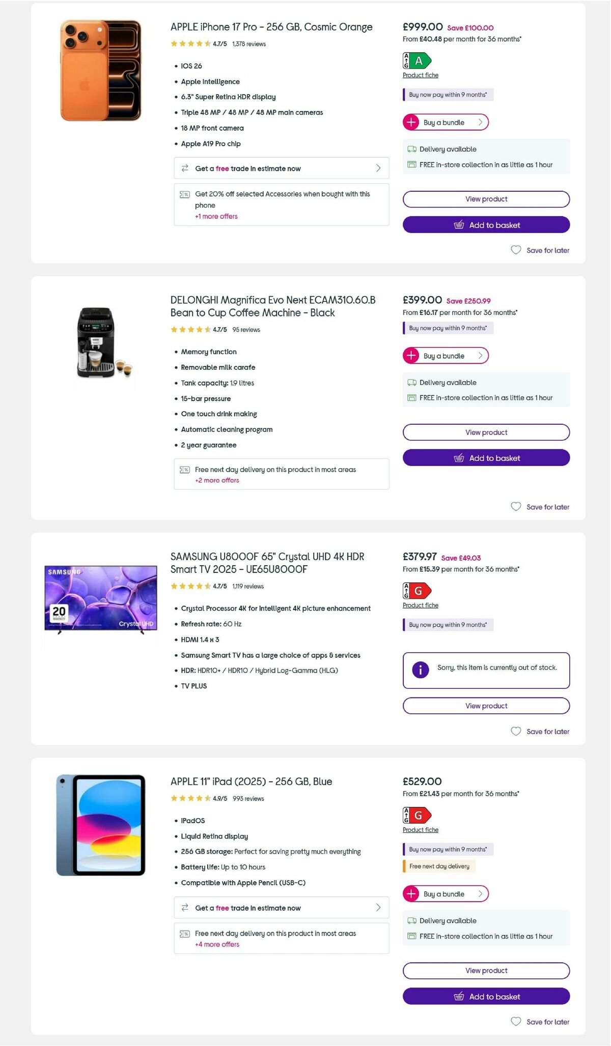 Currys Offers from 5 August