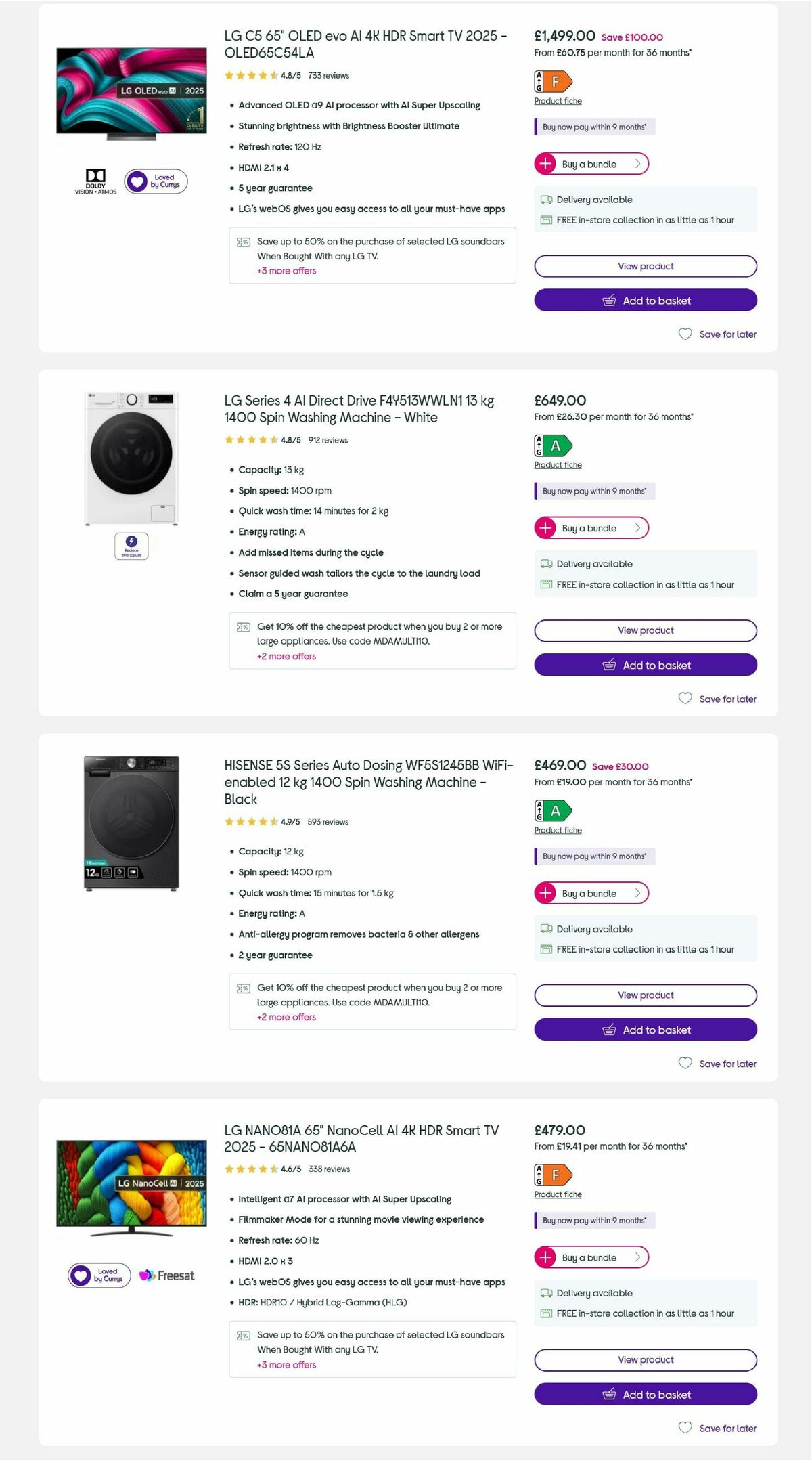 Currys Offers from 5 August