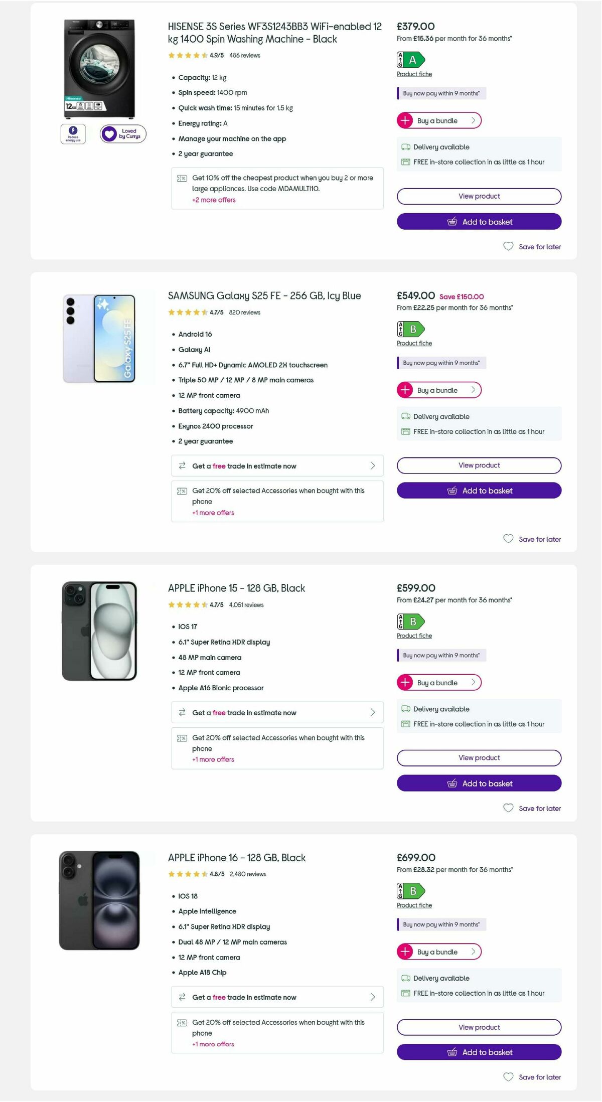 Currys Offers from 5 August