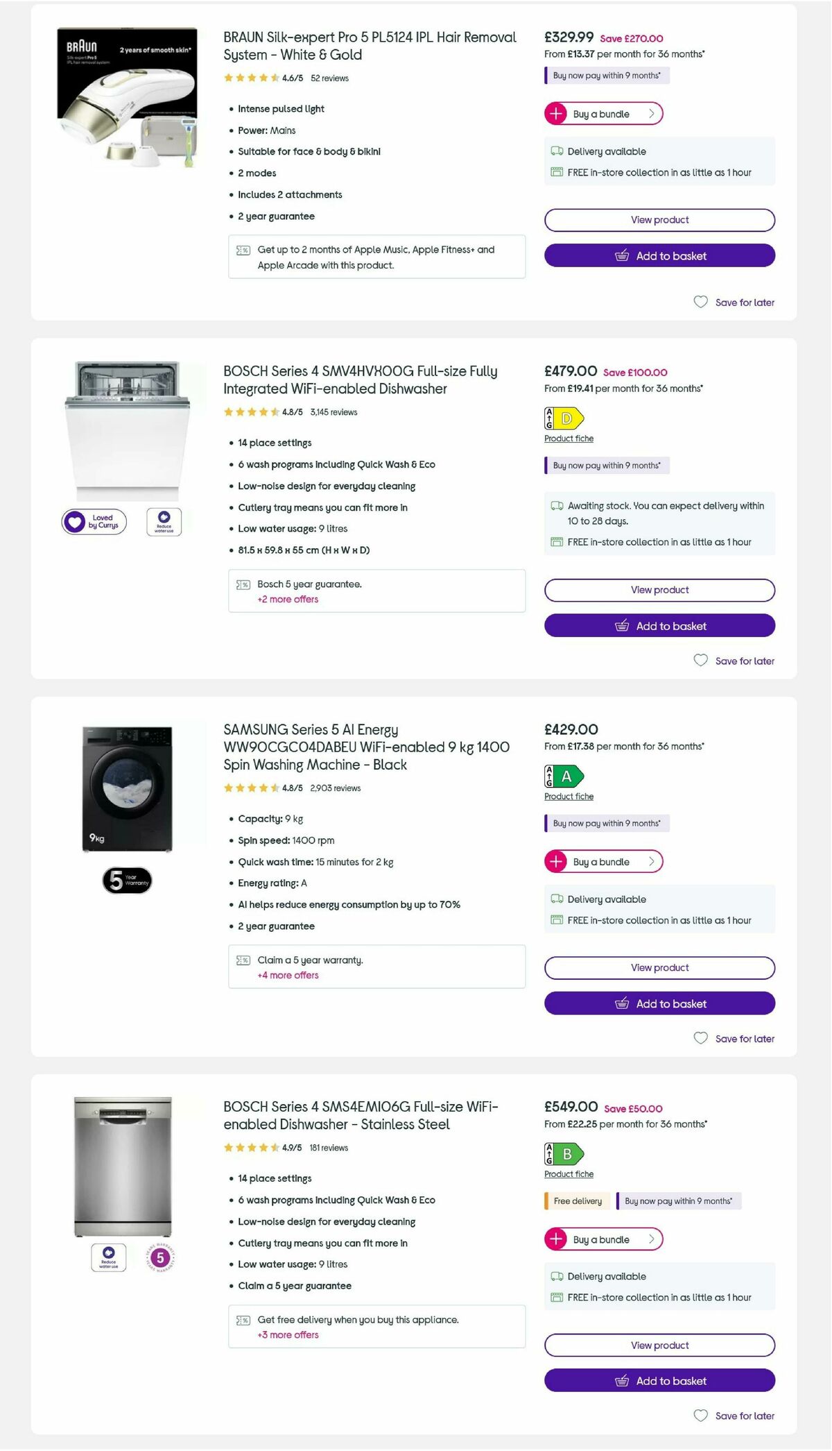 Currys Offers from 5 August