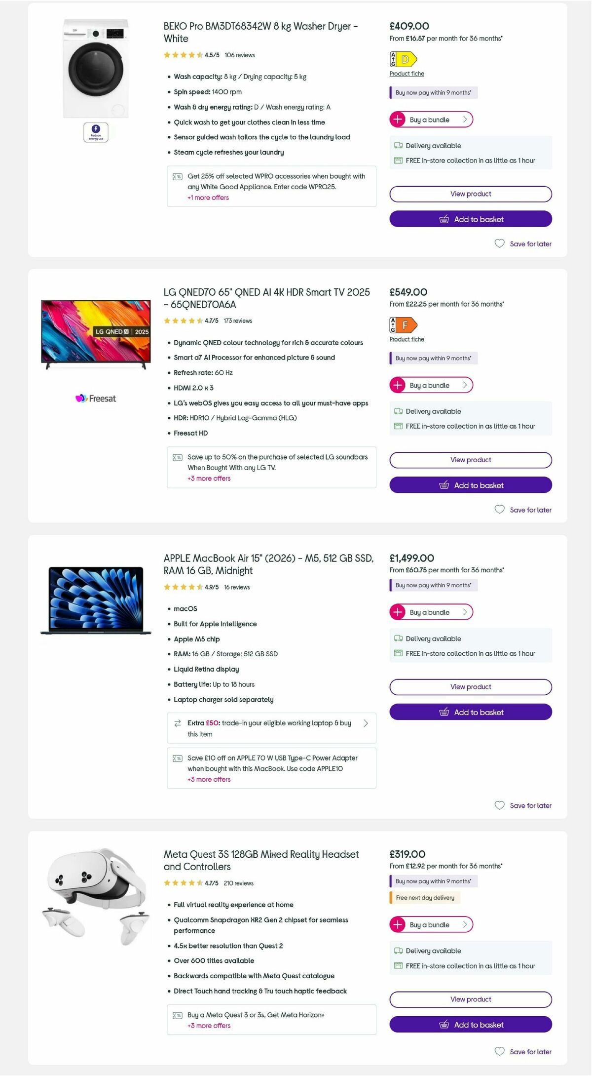 Currys Offers from 5 August
