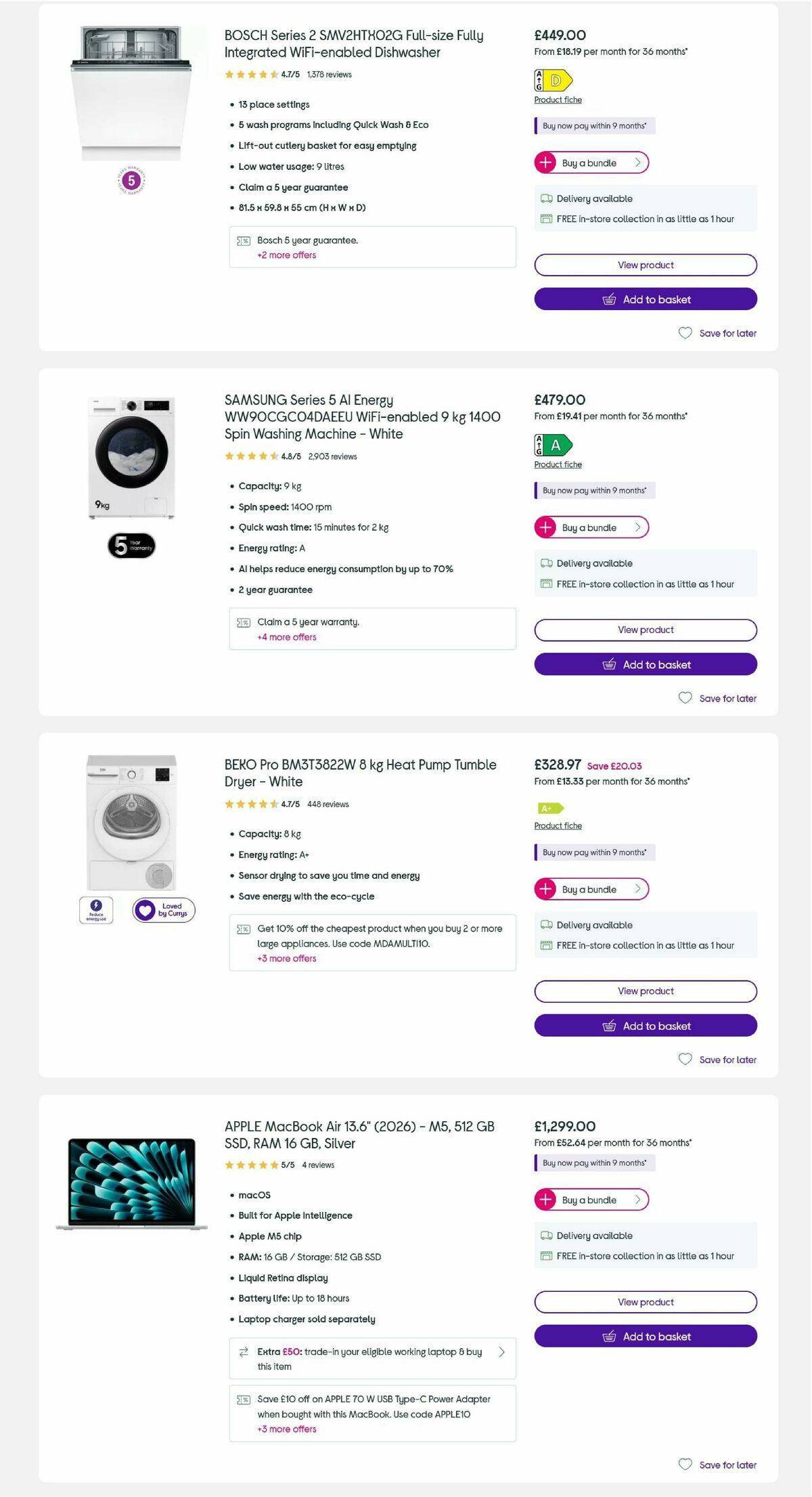 Currys Offers from 5 August
