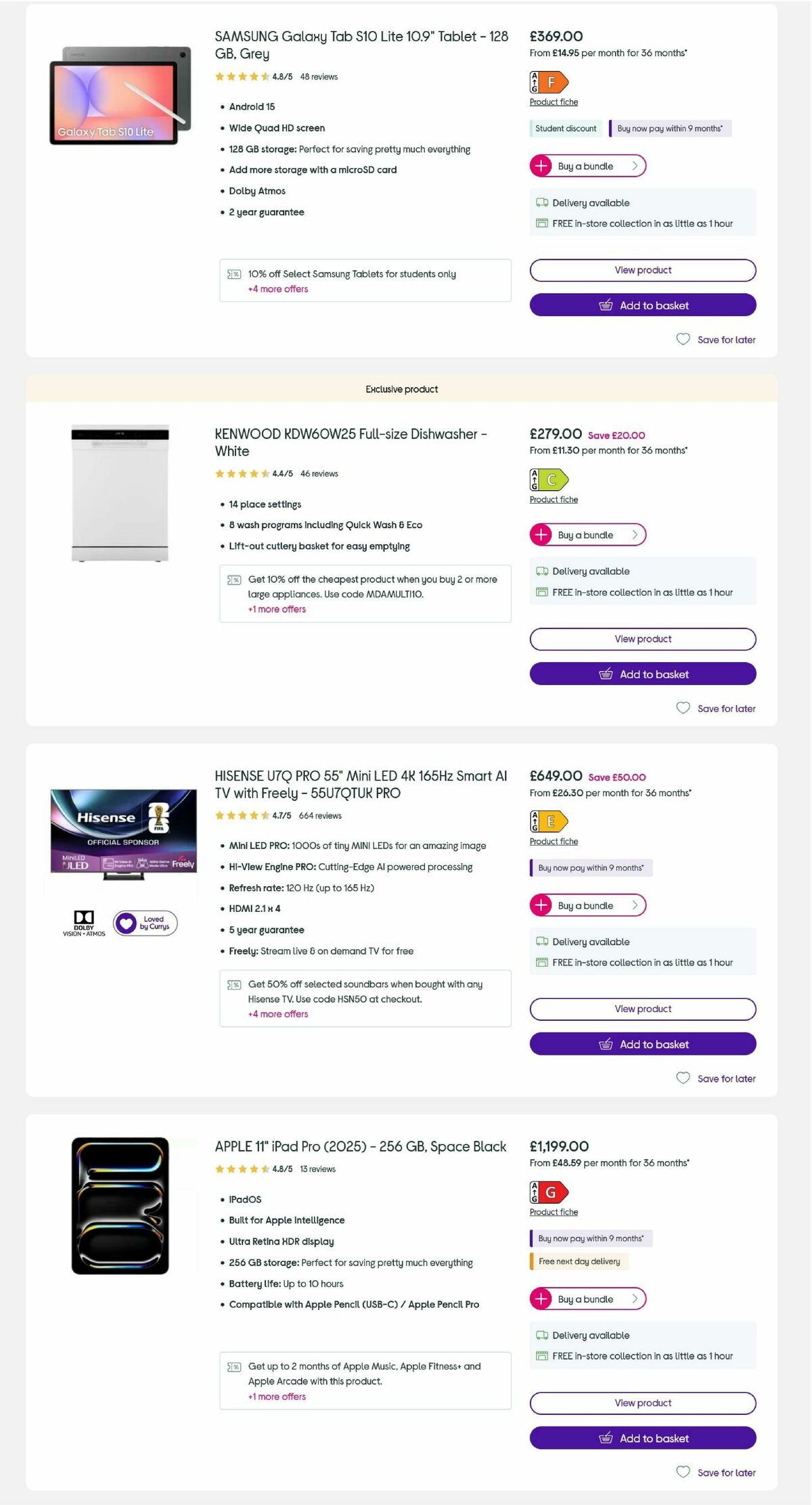 Currys Offers from 5 August