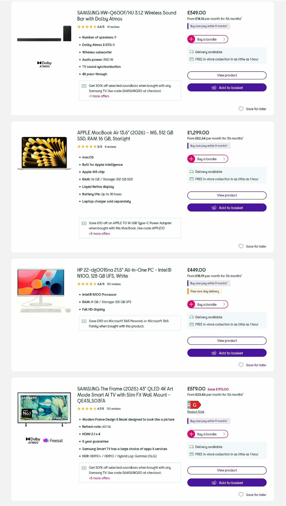 Currys Offers from 5 August