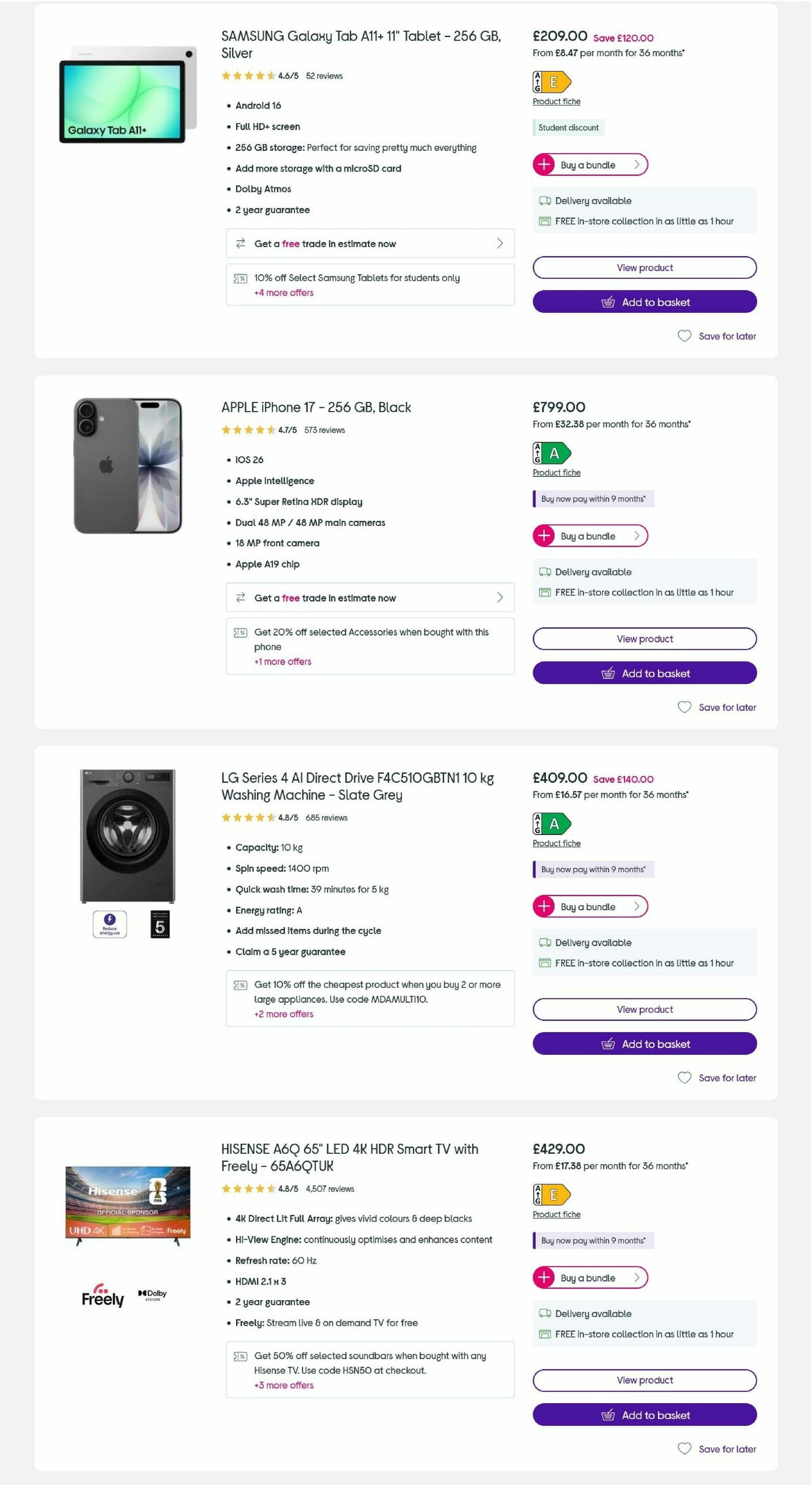 Currys Offers from 5 August