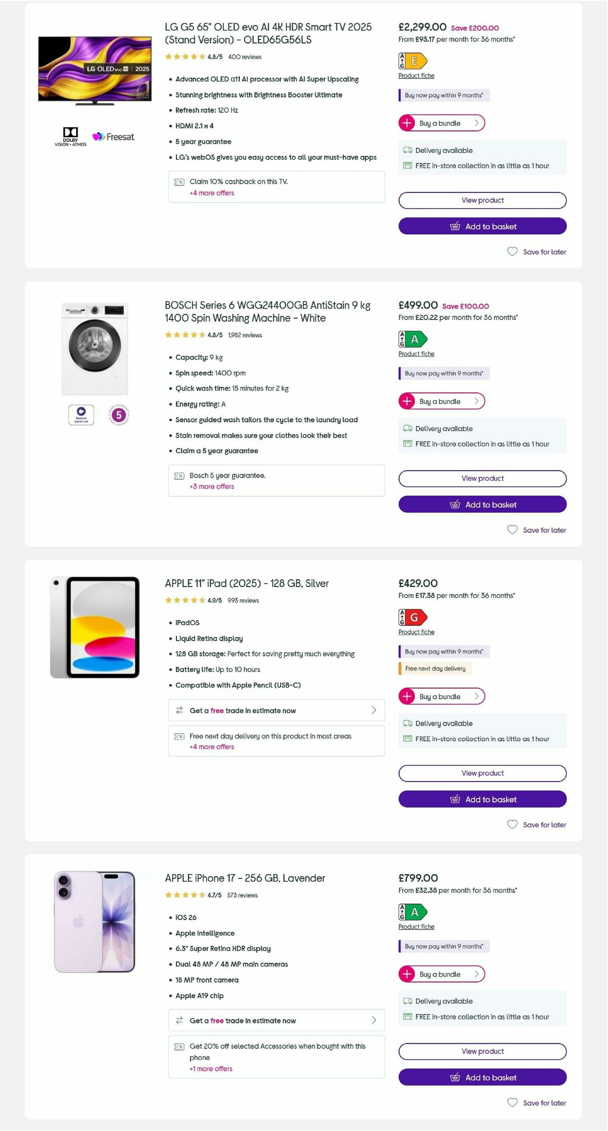 Currys Offers from 5 August