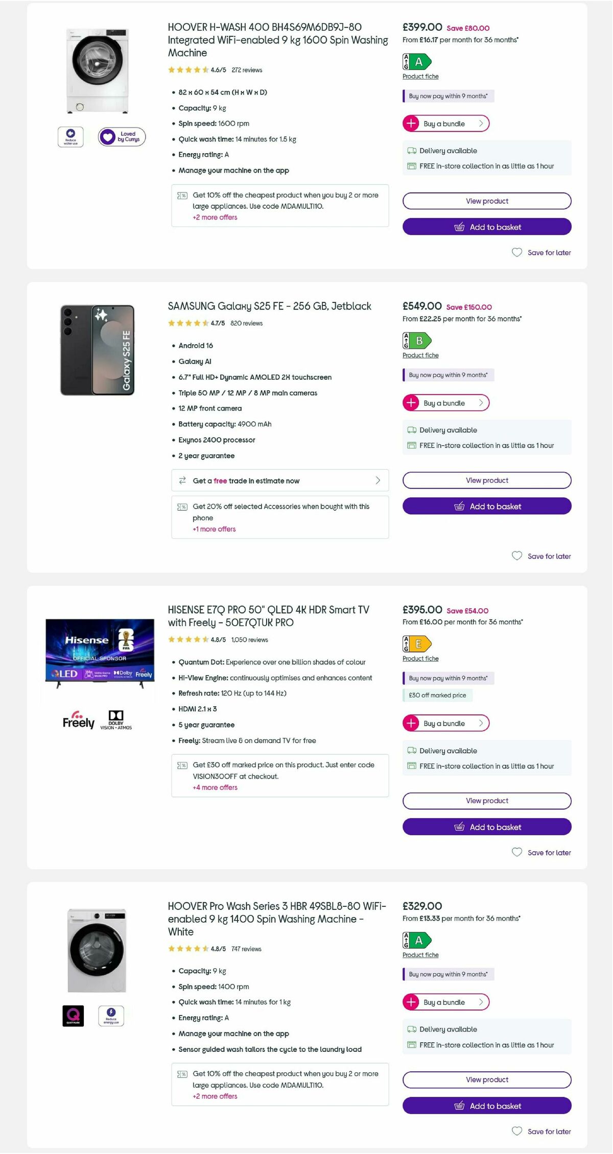 Currys Offers from 5 August