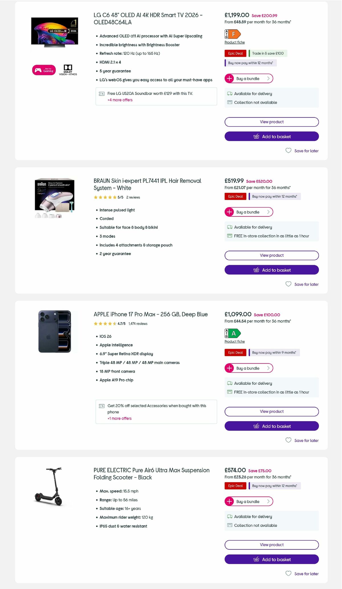 Currys Offers from 3 September