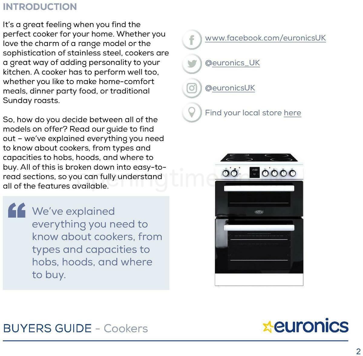 Euronics Cookers Offers from 1 January