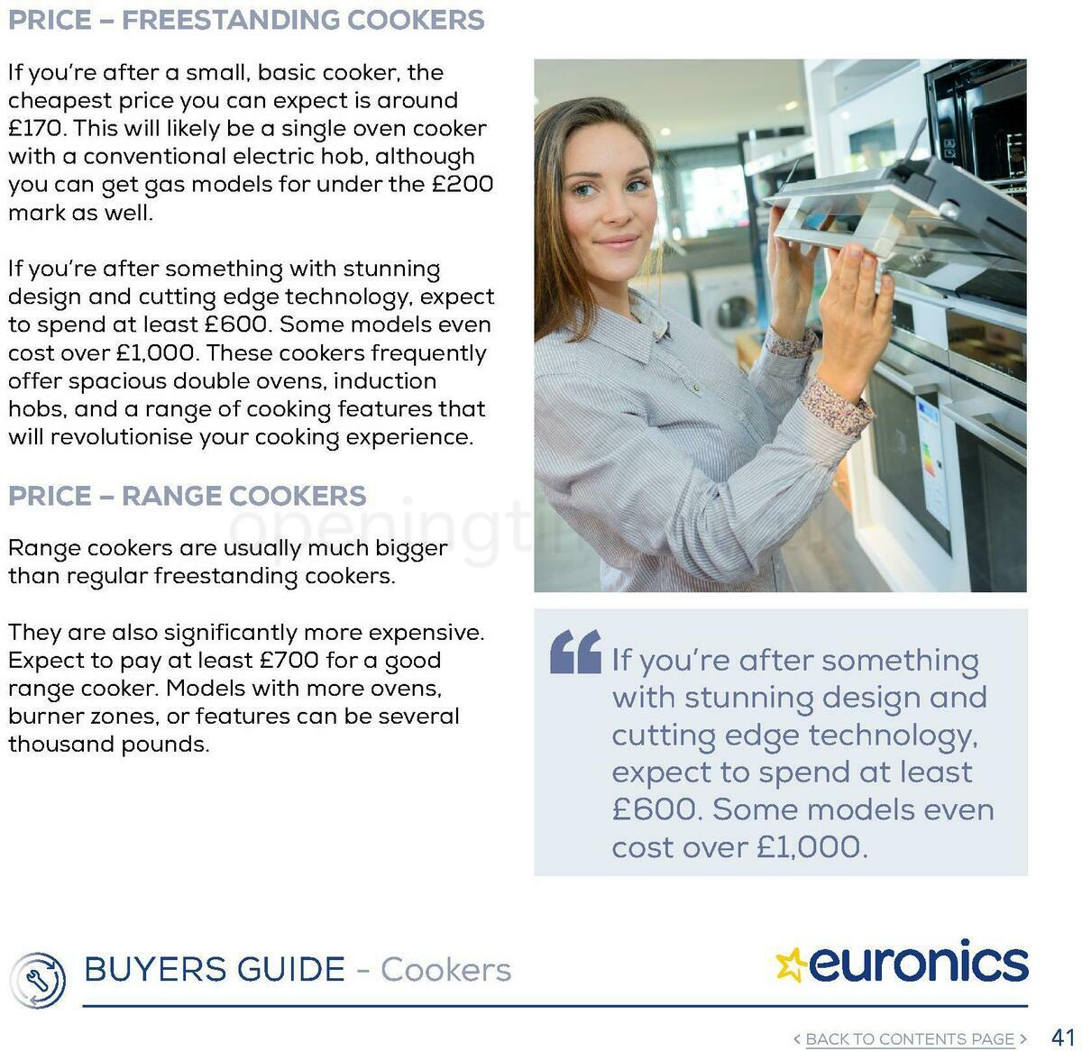 Euronics Cookers Offers from 1 January