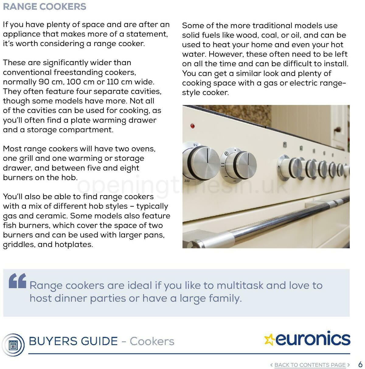 Euronics Cookers Offers from 1 January