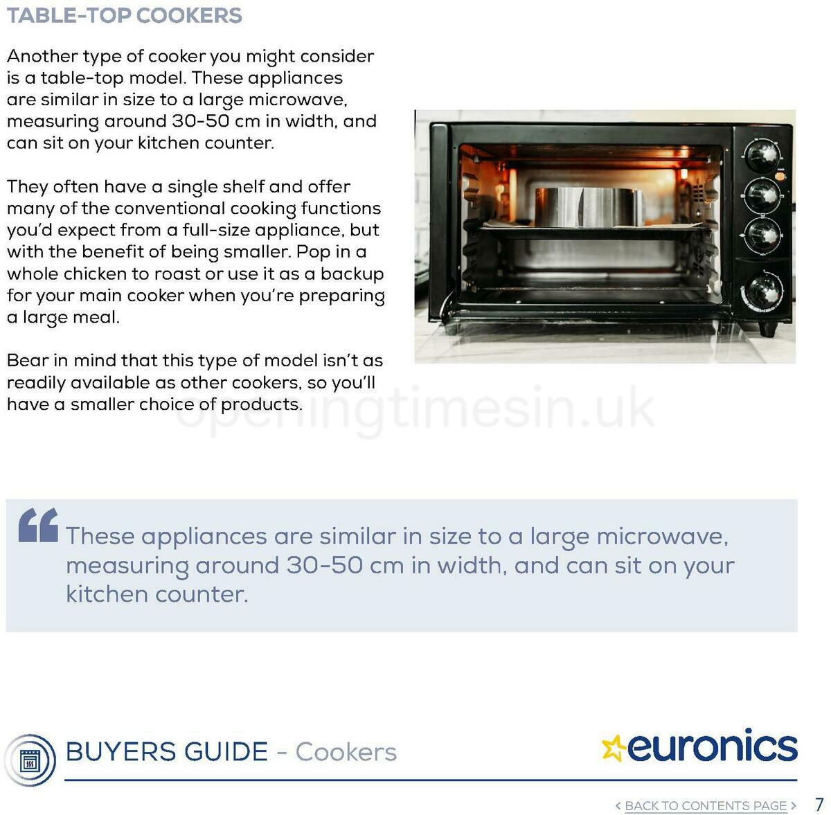Euronics Cookers Offers from 1 January