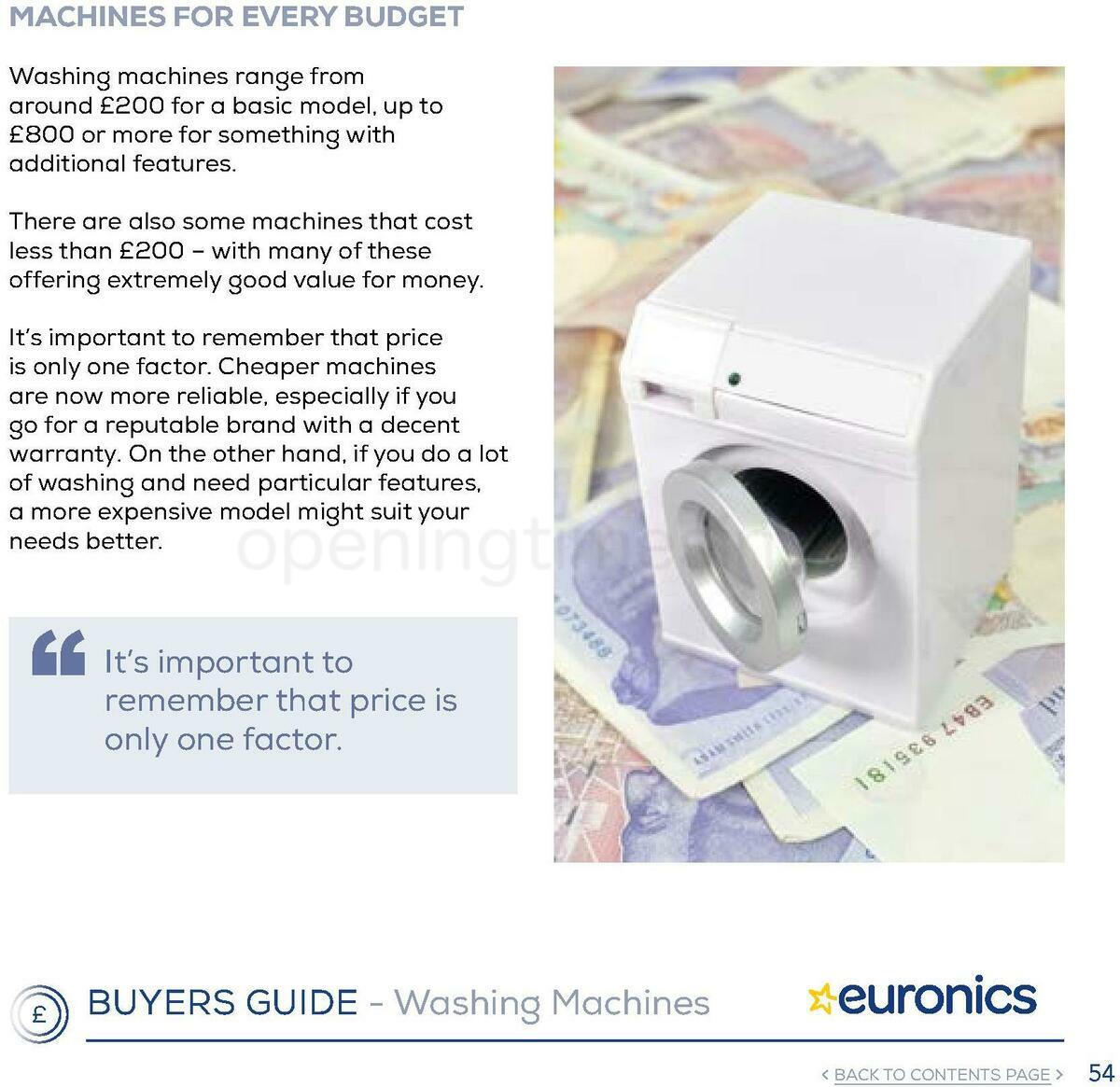 Euronics Washing Machines Buyers Guide Offers from 1 January